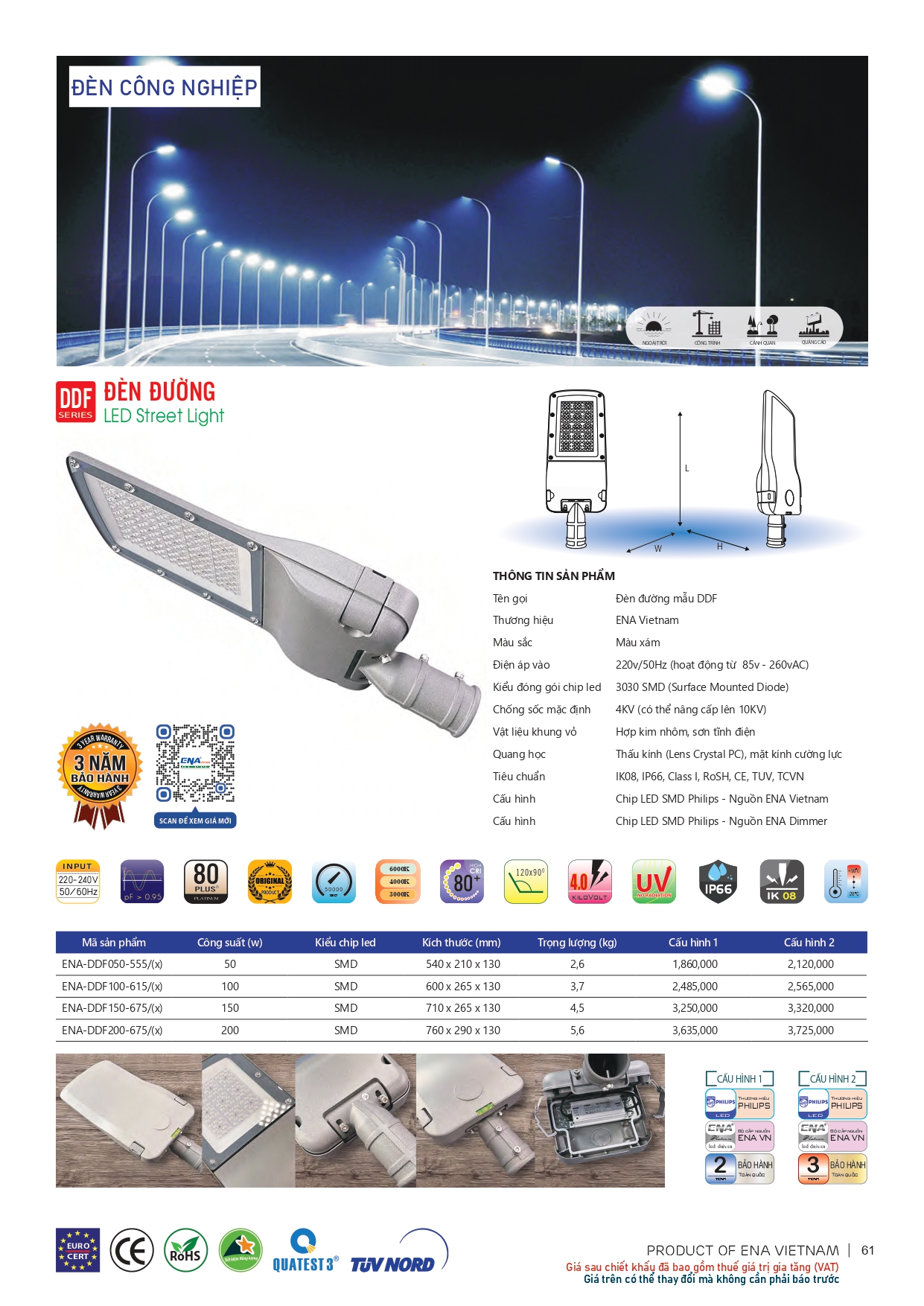 Bảng giá đèn led Ena 2026